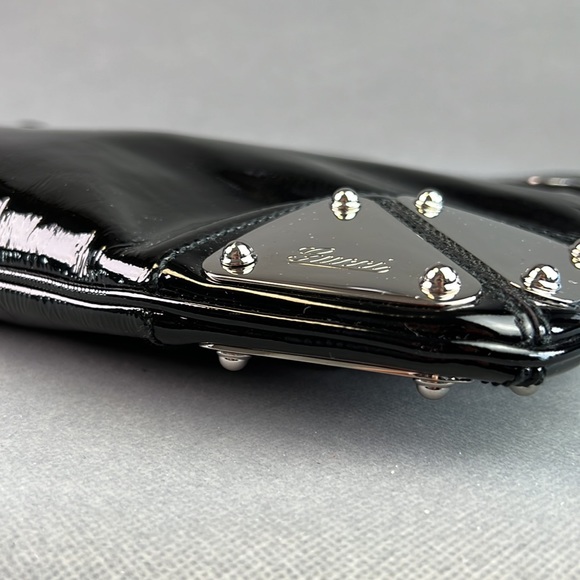 Gucci top handle clutch black mirror finish silver hardware, like new - Picture 8 of 12
